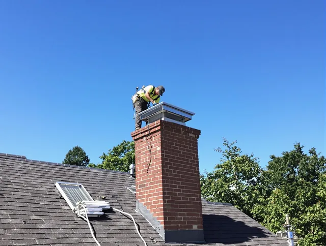 Pine Hills Chimney Sweep technician measuring a chimney cap in Pine Hills, FL