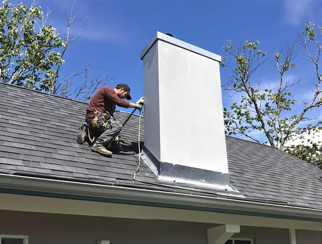 Pine Hills Chimney Sweep team member finishing chimney construction in Pine Hills, FL