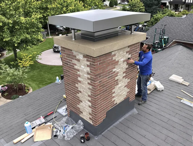 Pine Hills Chimney Sweep team working on a custom chimney remodel in Pine Hills, FL